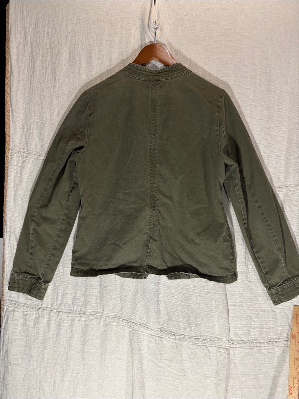 Vintage Hang Ten Y2K Military Style Cotton Moto Utility Jacket Olive Green XL - Picture 6 of 6